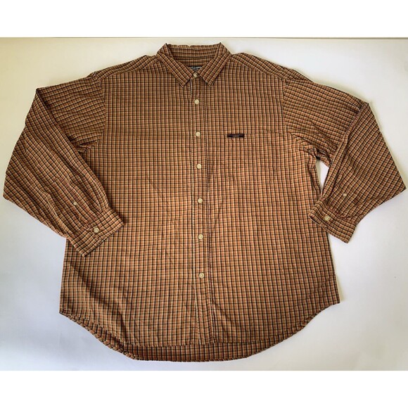 Ralph Lauren Shirt Men XL Orange Brown Plaid Fall Outdoor Career Work Western - Picture 1 of 9